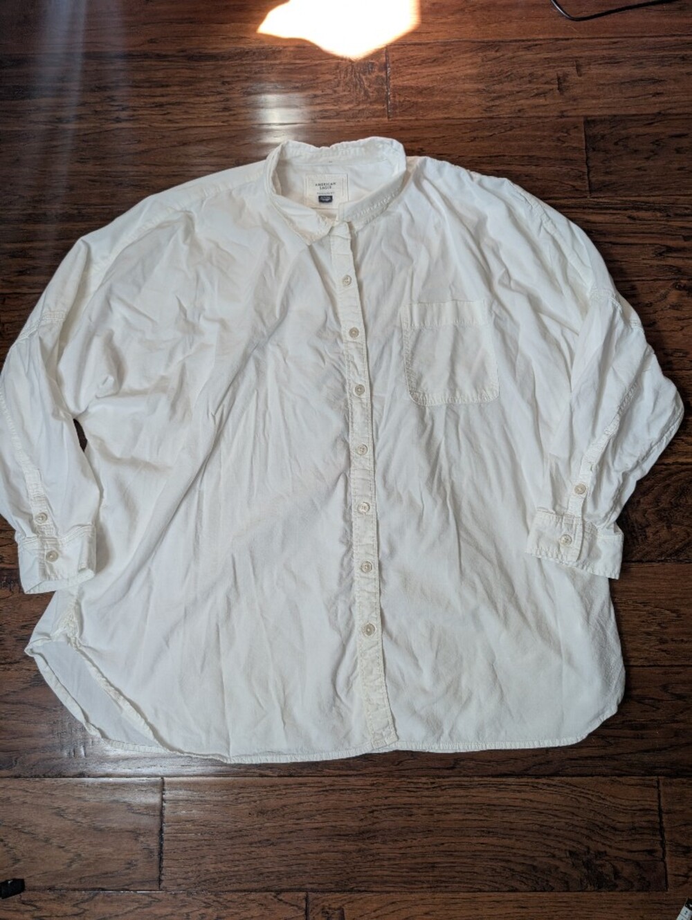 American Eagle Oversized Fit White Button Down Shirt Size XL